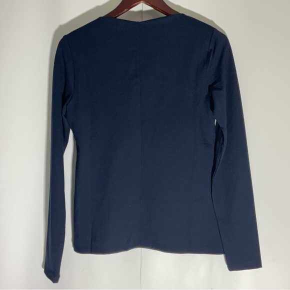 Cabi Contessa Long Sleeve Asymmetric Neckline Navy Built-In Shelf Bra Soft Sz SM - Picture 11 of 16